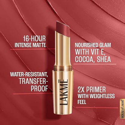 Lakme 9TO5 Primer + Matte Lip Color MP8 Rosy Sunday - PUSHMYCART