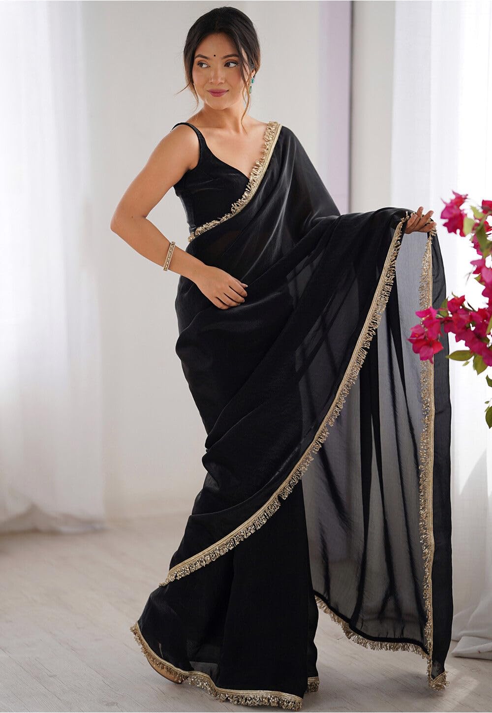 Vasthrlay Red Sequins Saree with elegant ethnic styling