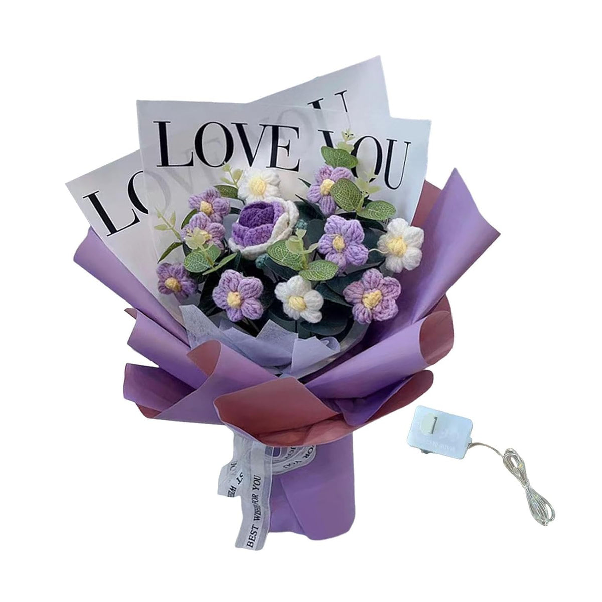 Crochet Flower Bouquet Gifts Artificial Flower - image 3