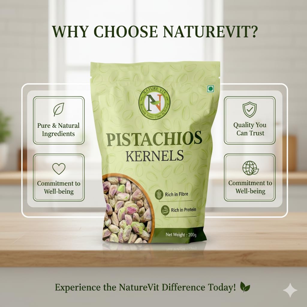 NatureVit Pistachios Kernels without Shell | High Protein & Fiber Snack