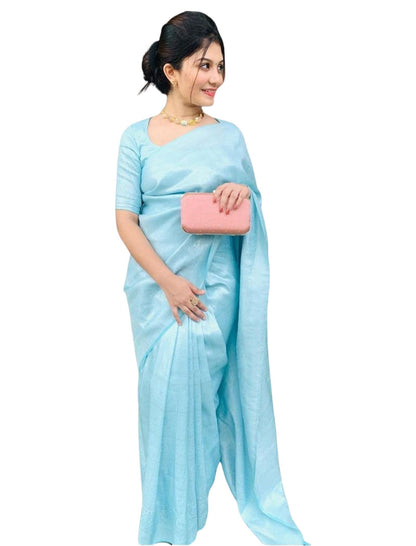 Vasthrlay Silver Banarasi Traditional Saree for festive ethnic occasions