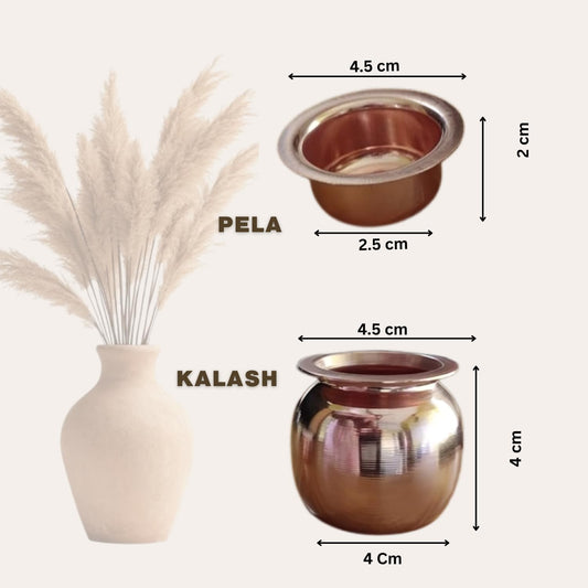 Mahita Collections Small Copper Kalash Lota with Pela Lid for Pooja 6 cm