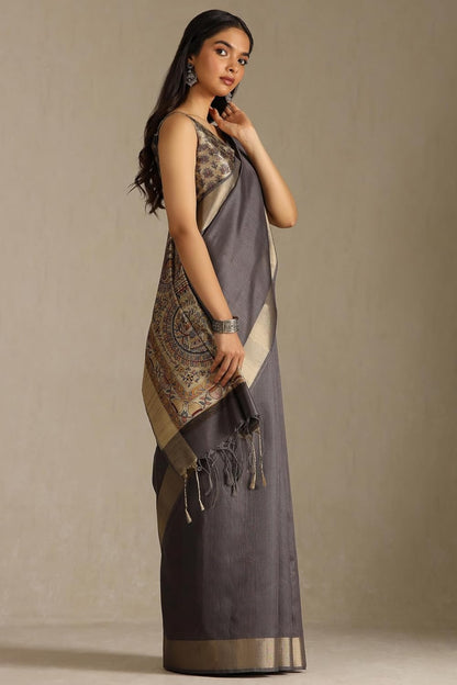 Vasthrlay Tussar Classic Saree with decorative Traditional design