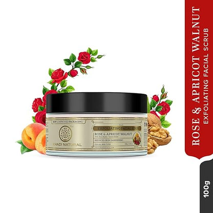 Khadi Natural Ayurvedic Rose And Apricoat Walnut Facial Scrub - PUSHMYCART