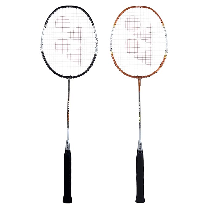 YONEX ZR 100 Light Aluminium Badminton Racquet with Full Cover (Black & Black, Made in India) - Set of 2