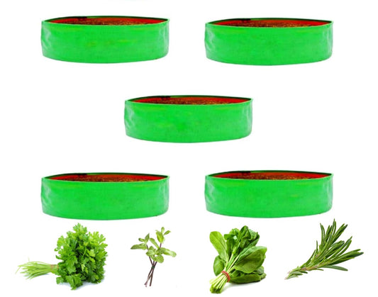 DIYAGREEN HDPE Round Grow Bag for Leafy Vegetables 15 x 6 inch Green Pack of 5