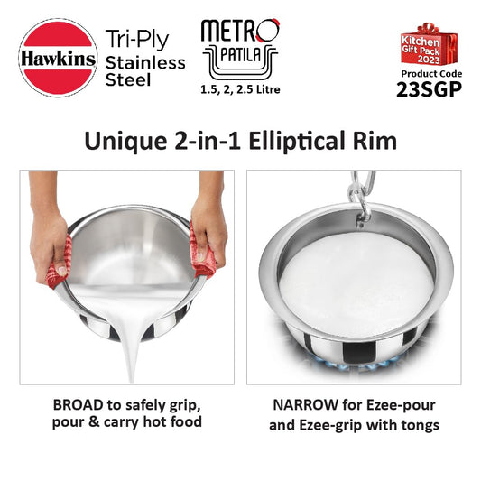 Hawkins 3-Piece Triply Stainless Steel Gift Set 