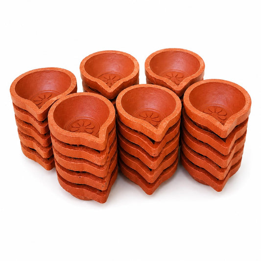 ATCHAYAM Traders Small Terracotta Clay Diya Agal Vilakku for Diwali and Karthigai Deepam