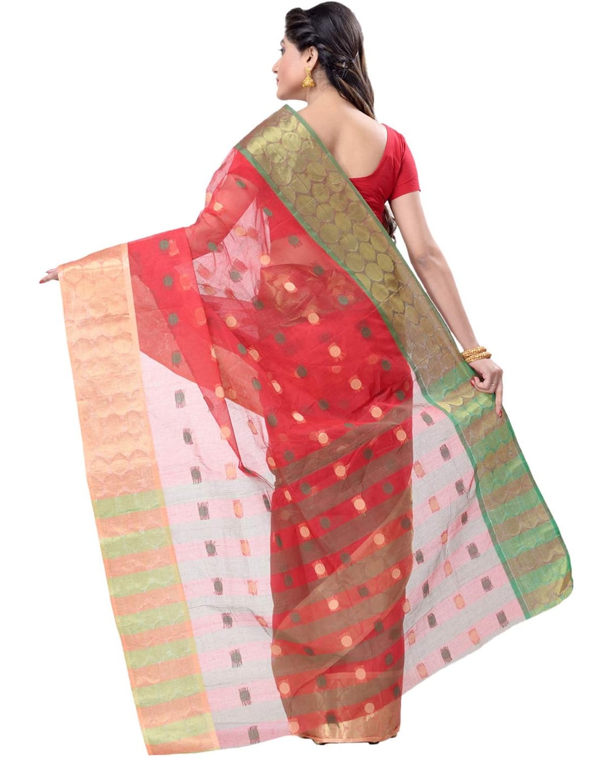 Vasthrlay Ethnic Red Saree with decorative Traditional design
