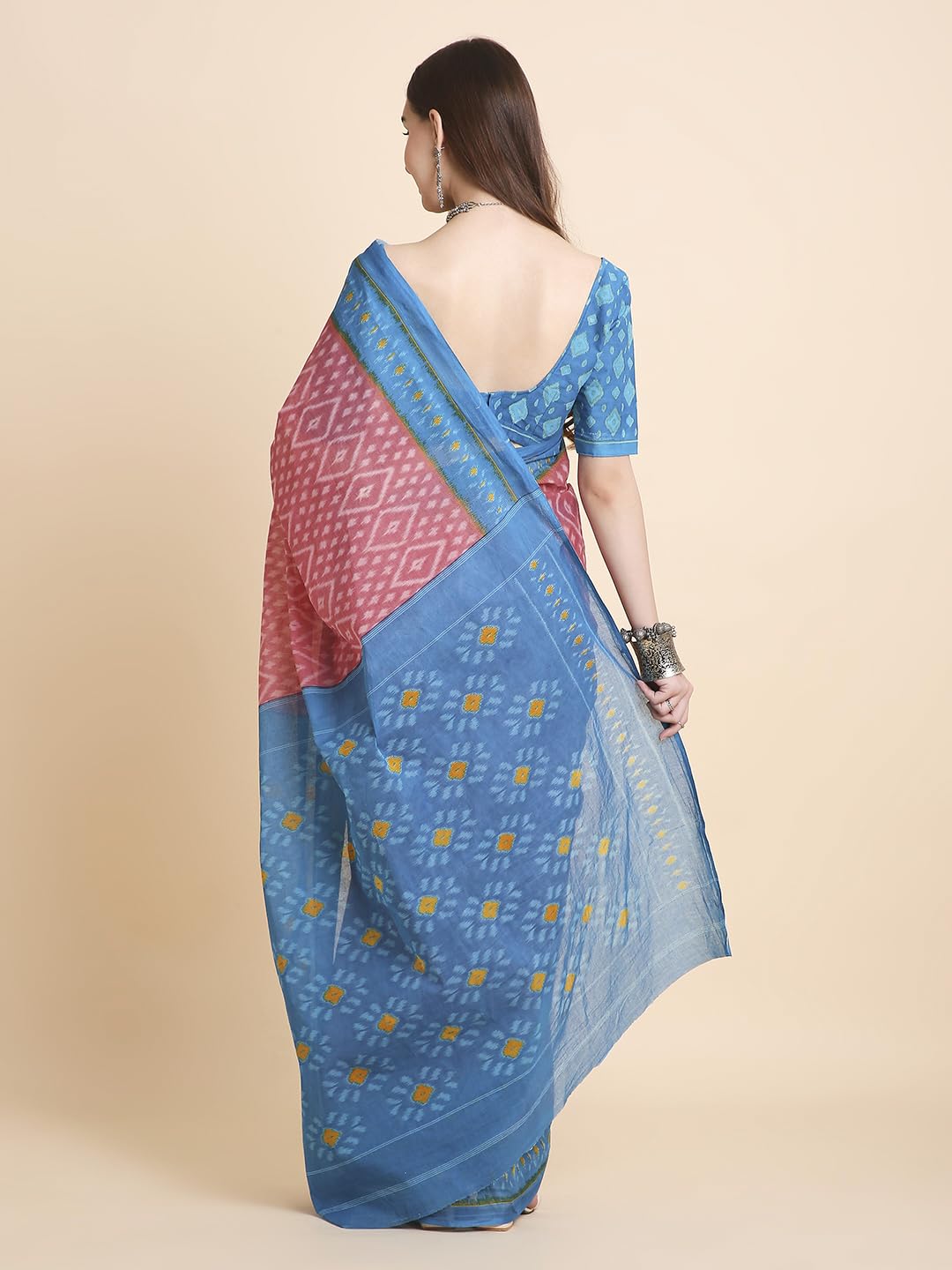 Vasthrlay Blue Saree with elegant cotton and printed styling