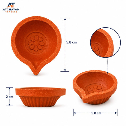 ATCHAYAM Traders Small Terracotta Clay Diya Agal Vilakku for Diwali and Karthigai Deepam