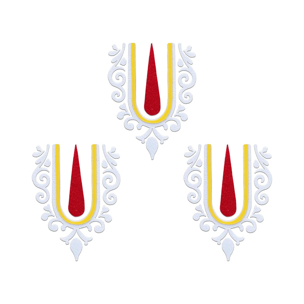 Comet Busters Krishna Ji Tilak Bindis 20 mm Gold Red and White 3 Bindis