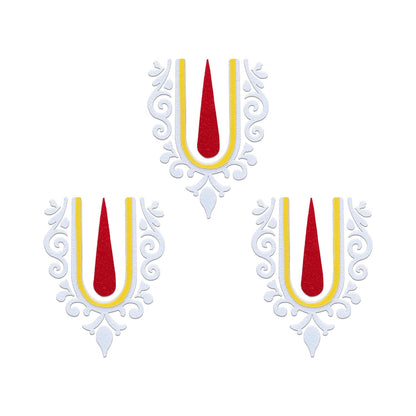 Comet Busters Krishna Ji Tilak Bindis 20 mm Gold Red and White 3 Bindis