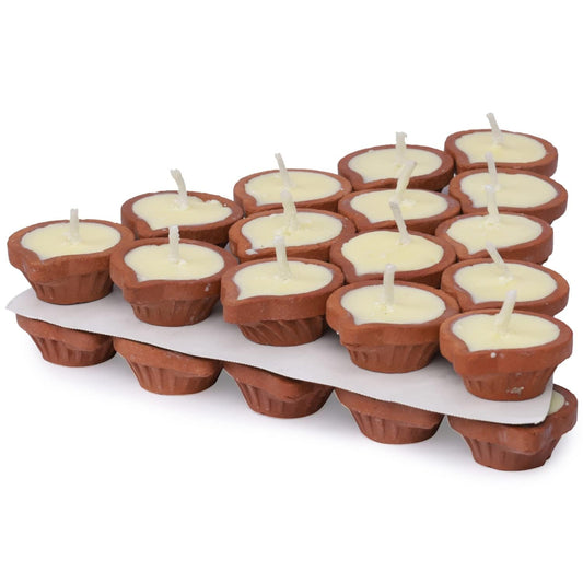 Welburn Veda and Co Cow Ghee Blend Diya in Clay Cup for Puja