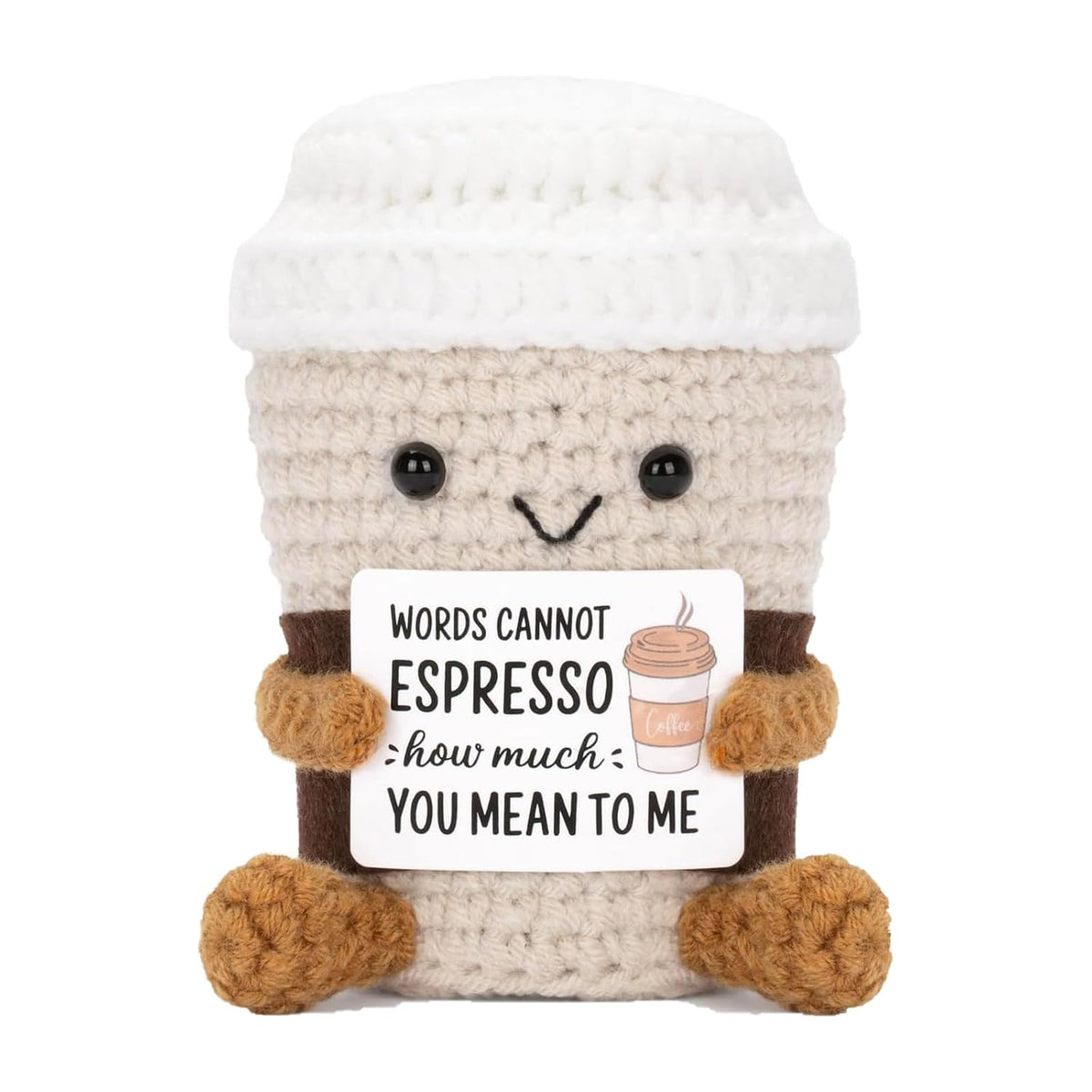 Crochet Toy, Knitted Coffee Cup, Emotional Support Gift - image 1