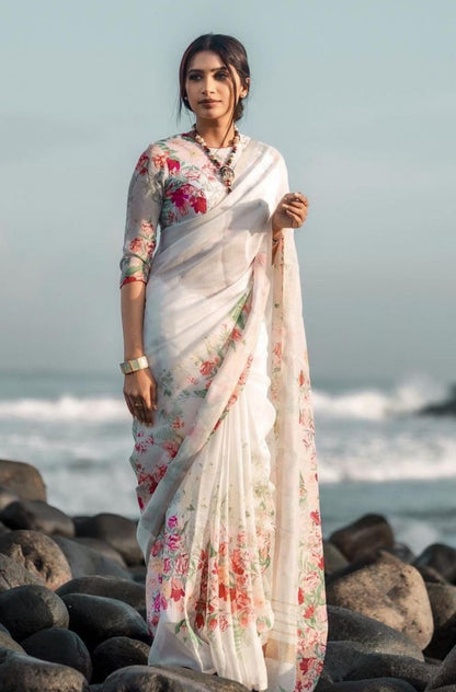 Vasthrlay White Traditional Saree for wedding and party wear styling