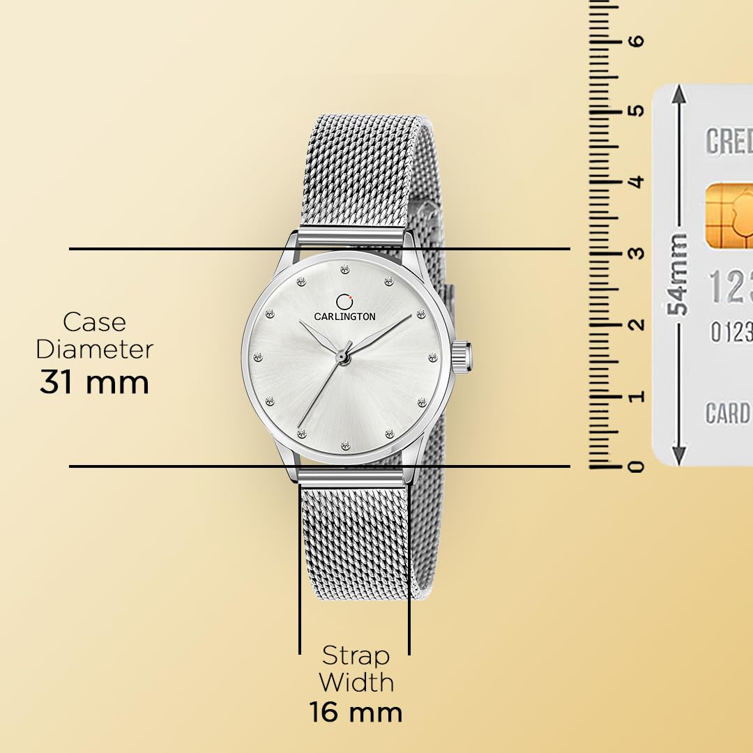 Carlington Analog Watches for Women with mesh Strap - CT 2009 - Silver