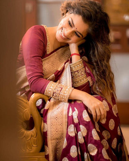 Vasthrlay Maroon Traditional Saree for wedding and party wear styling