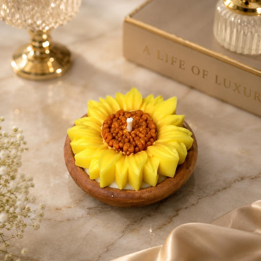 BROOMOON Sunflower Soy Wax Floral Candles Pack of 4