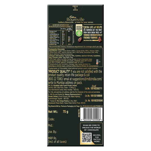 Cadbury Bournville Fruit & Nut 50% Dark Chocolate Bar