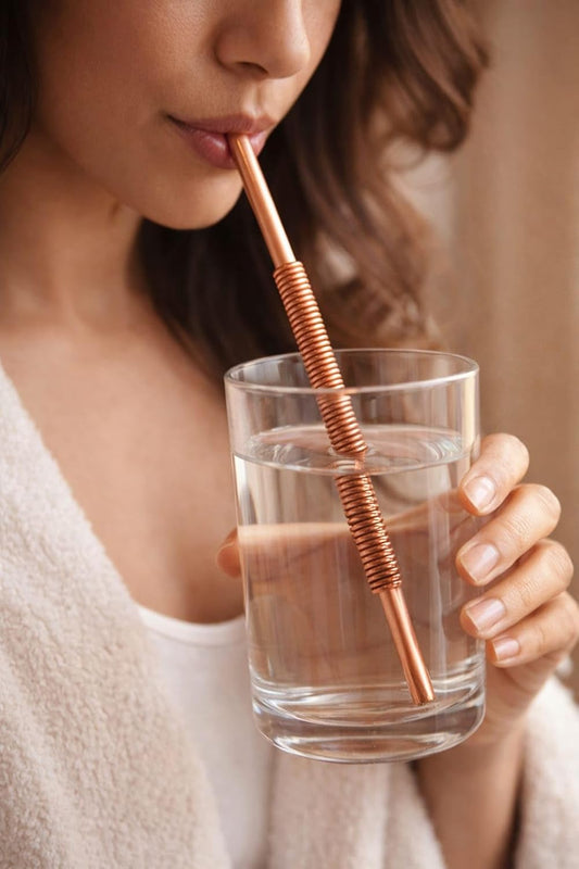 SMT Natural Gems Pure Copper Spiral Drinking Straw