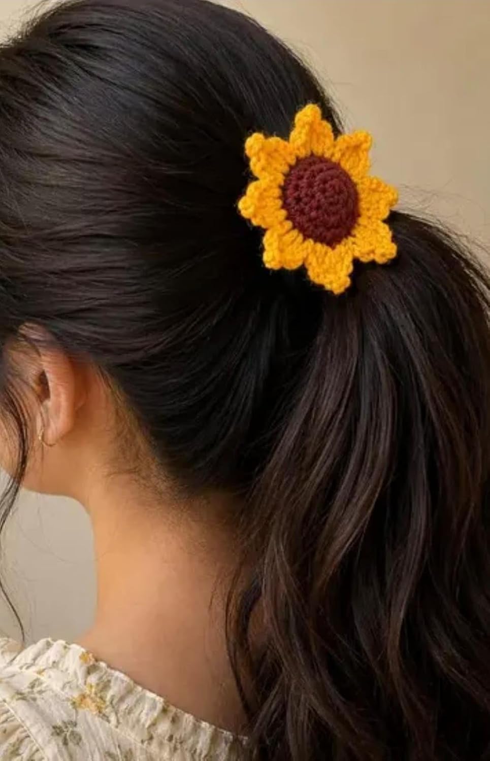 Handmade Crochet Sunflower Hair Rubber - image 2