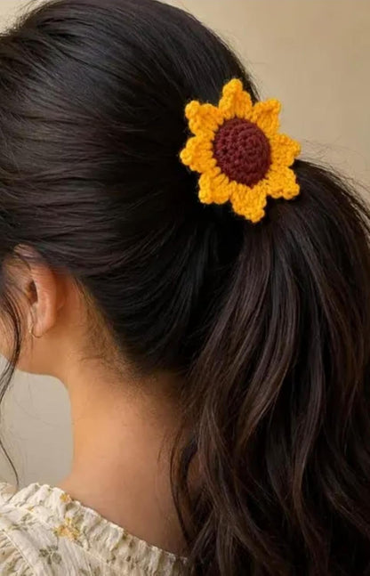 Handmade Crochet Sunflower Hair Rubber - image 2