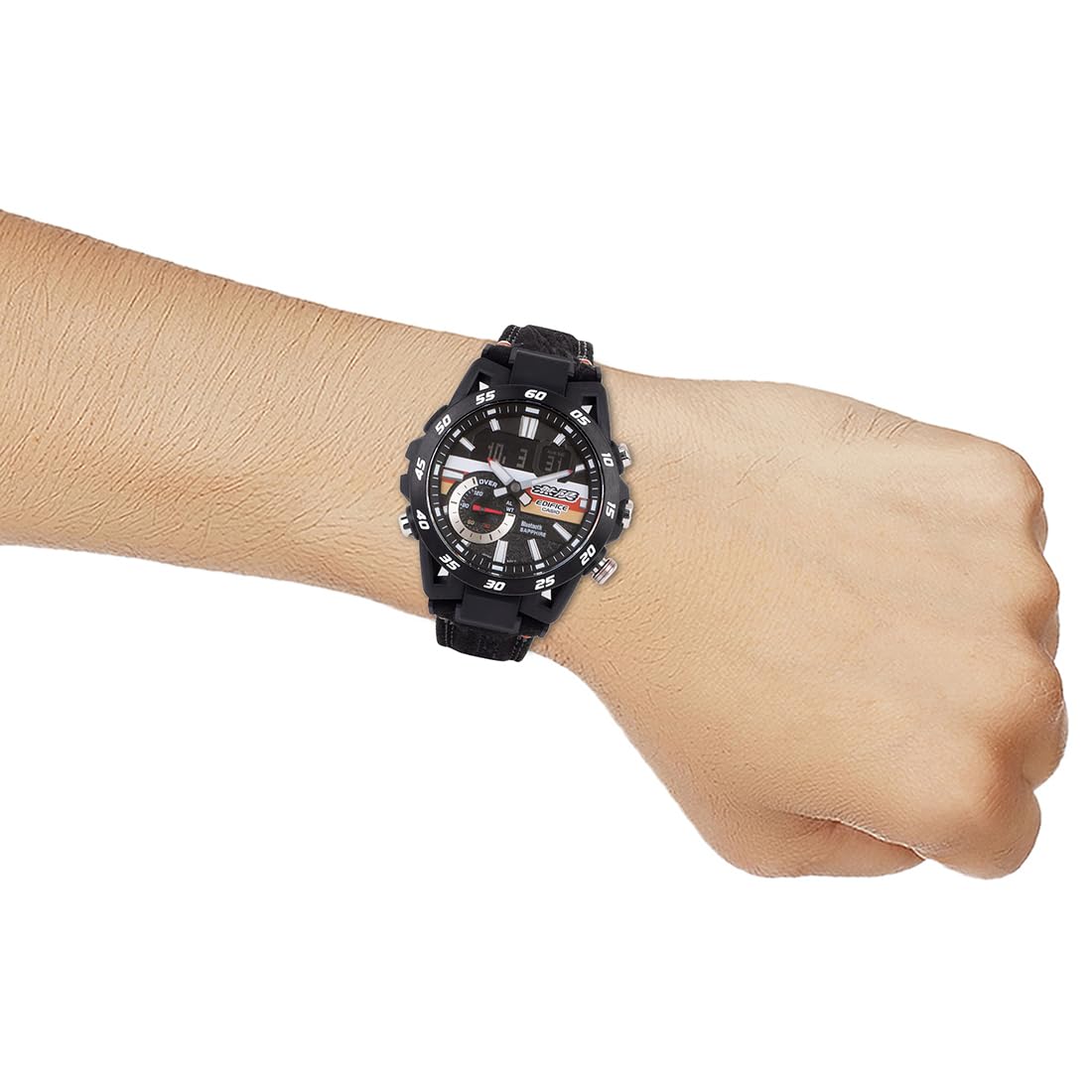 Casio Edifice ECB-40MU-1ADR Black Analog-Digital Dial Black Alcantara Material Band Mens Watch Limited Edition Smartphone Link ED592