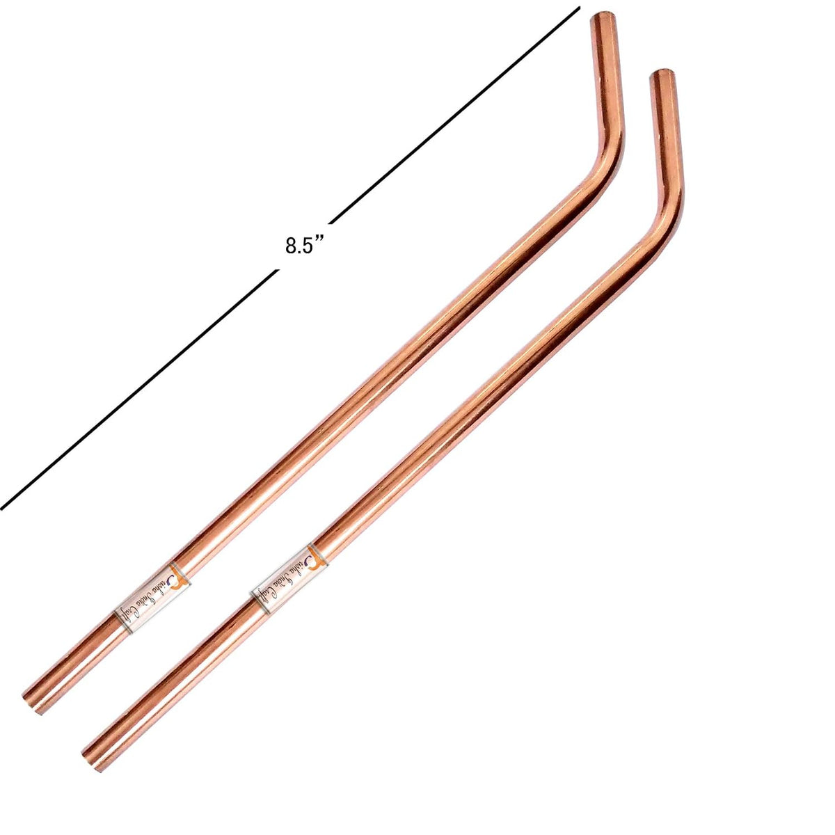 Prisha India Craft Bend Copper Drinking Straws 8.5 Inch with Cleaning Brush