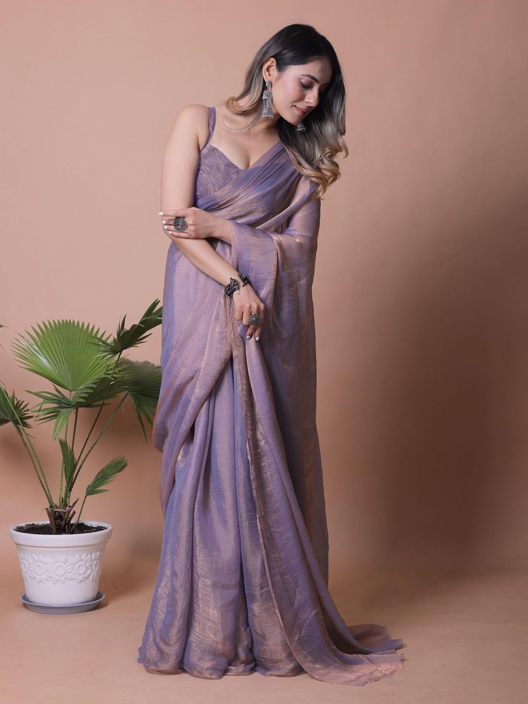 Vasthrlay Lavender Traditional Saree with elegant ethnic styling