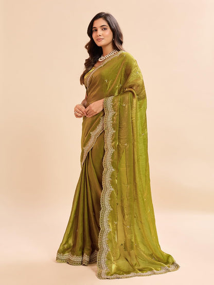 Vasthrlay Chiffon Classic Saree with decorative Embroidered design