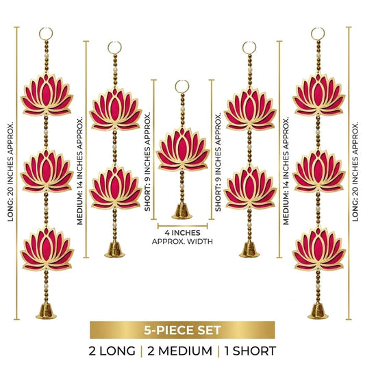 Jeevan Handicraft Golden Lotus Hanging Set 20 Inch