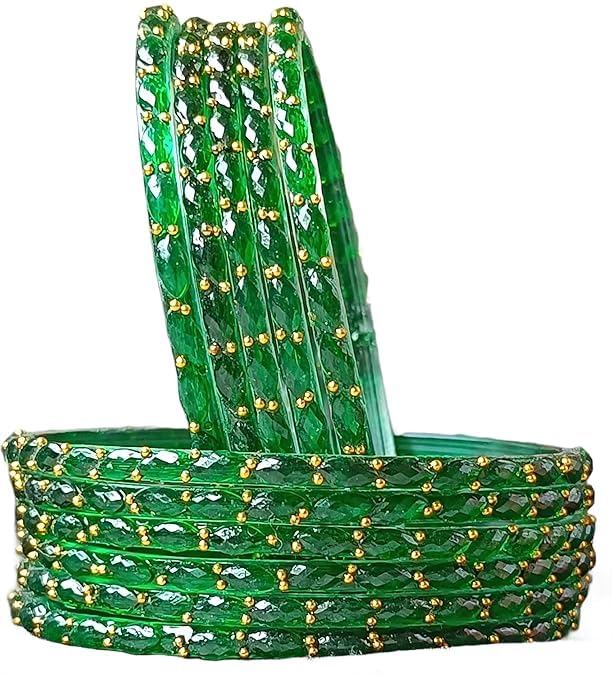 JPS Viral Kashmiri Ghungroo Gold-Plated Glass Bangles Set