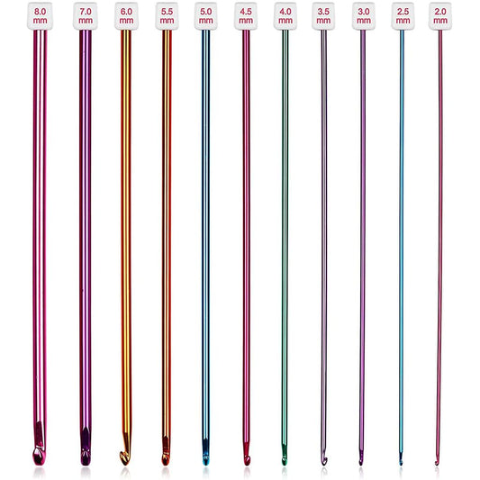 11 Pcs Long Crochet Hooks Set 2.0-8mm Aluminum Needles for Beginners - image 1