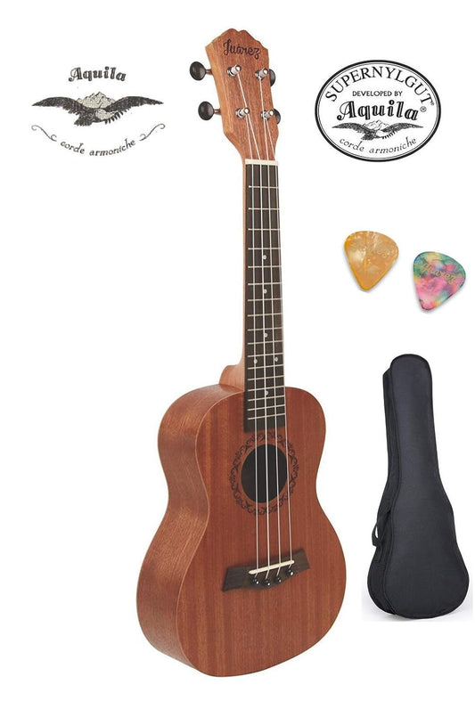 Juarez JRZ23UK 23 Inch Concert Ukulele Kit Natural with Bag and Picks
