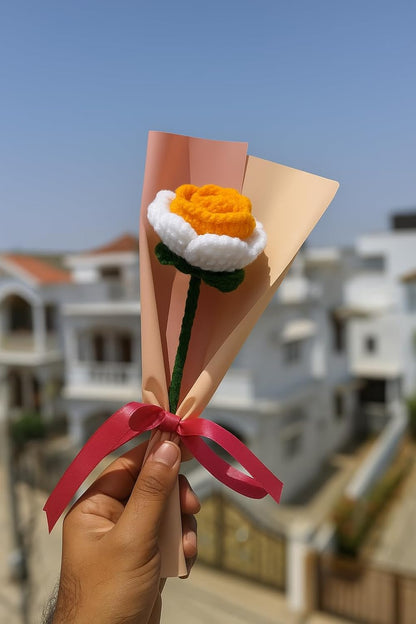 Clapjoy Handmade Crochet Rose Flower – Wool Artificial Flower Gift