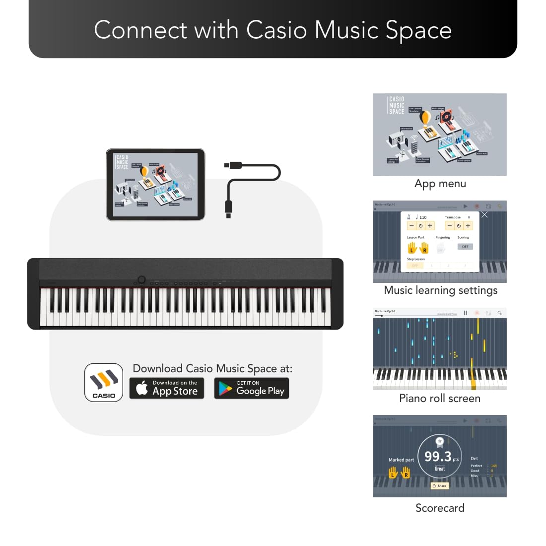 Casio CT-S1-76 76 Key Portable Keyboard with Touch Response
