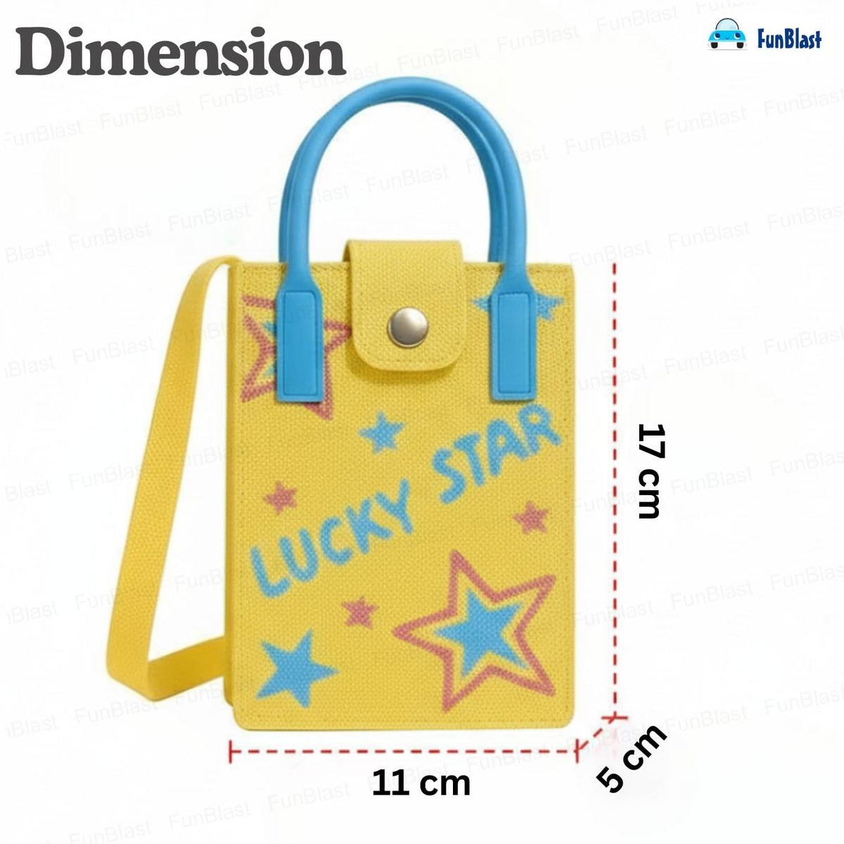FunBlast Crossbody Mobile Sling Bag Lucky Star Yellow
