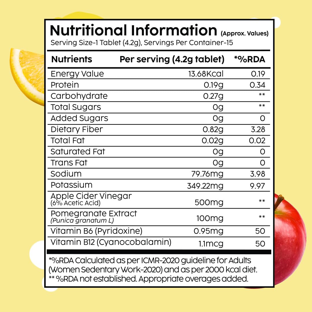 Plix Flavored Apple Cider Vinegar Effervescent TabletLemon Masala (Pack of 4) 15 Effervescent Tablet Each - PUSHMYCART