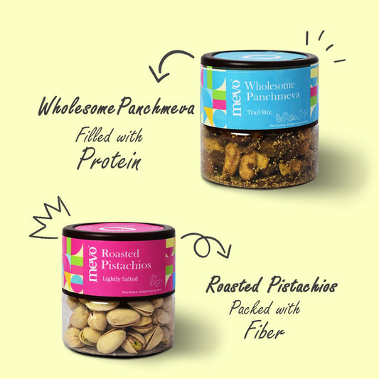 Mevo Roasted Pistachios Lightly Salted + Panchmeva Wholesome Combo