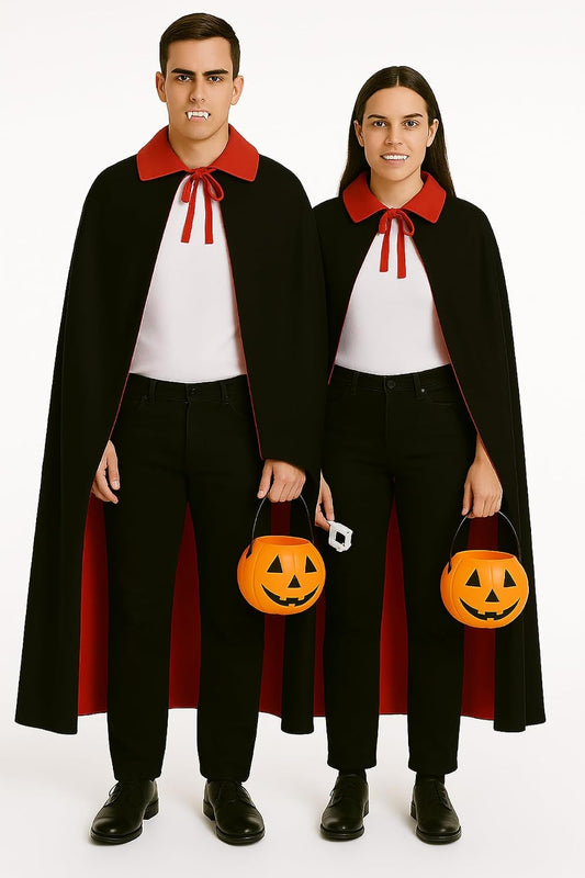 FancyDressWale Halloween Vampire Cape Set with Fangs and Pumpkin Bucket