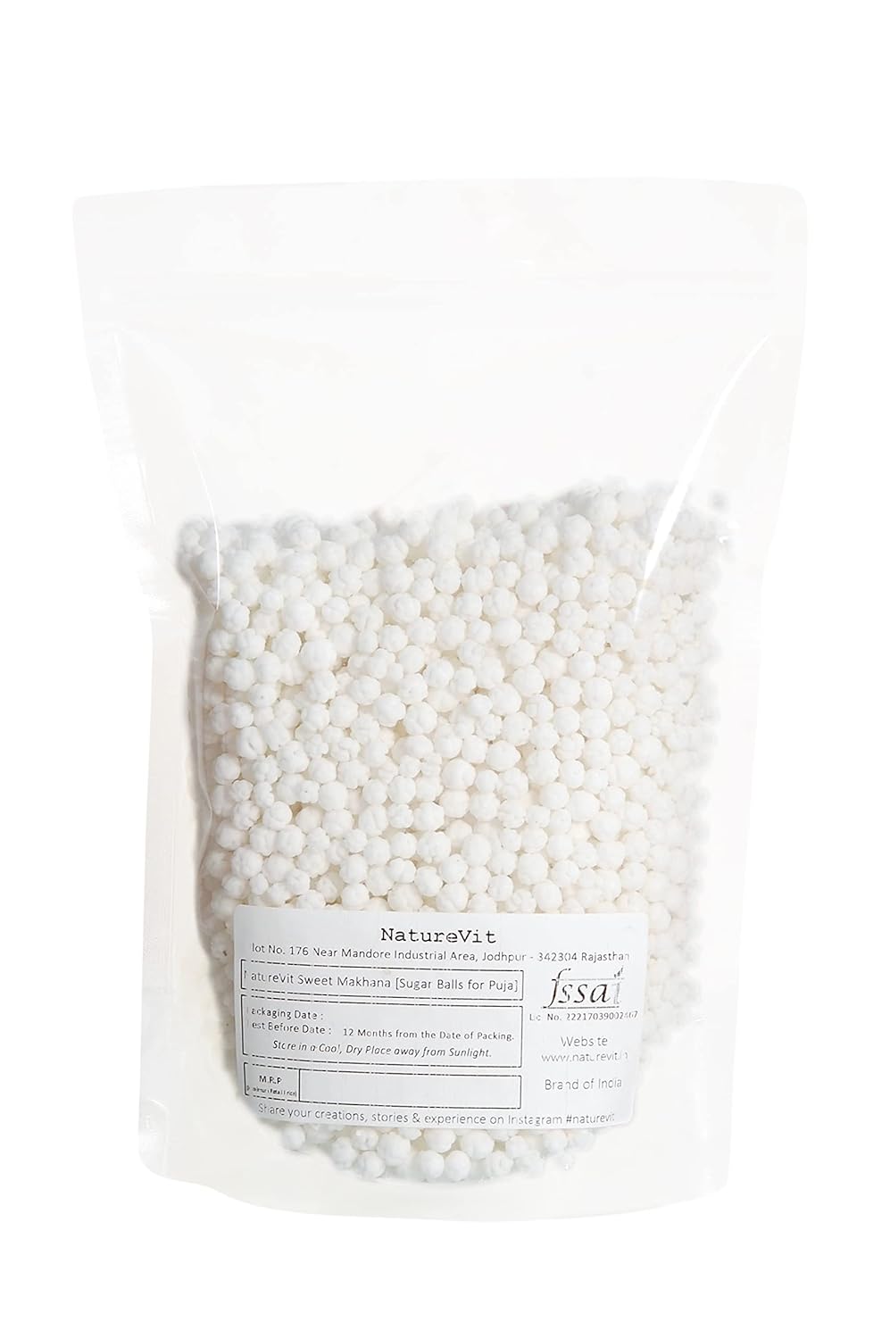 NatureVit Sweet Makhana Sugar Balls for Puja & Traditional Offerings