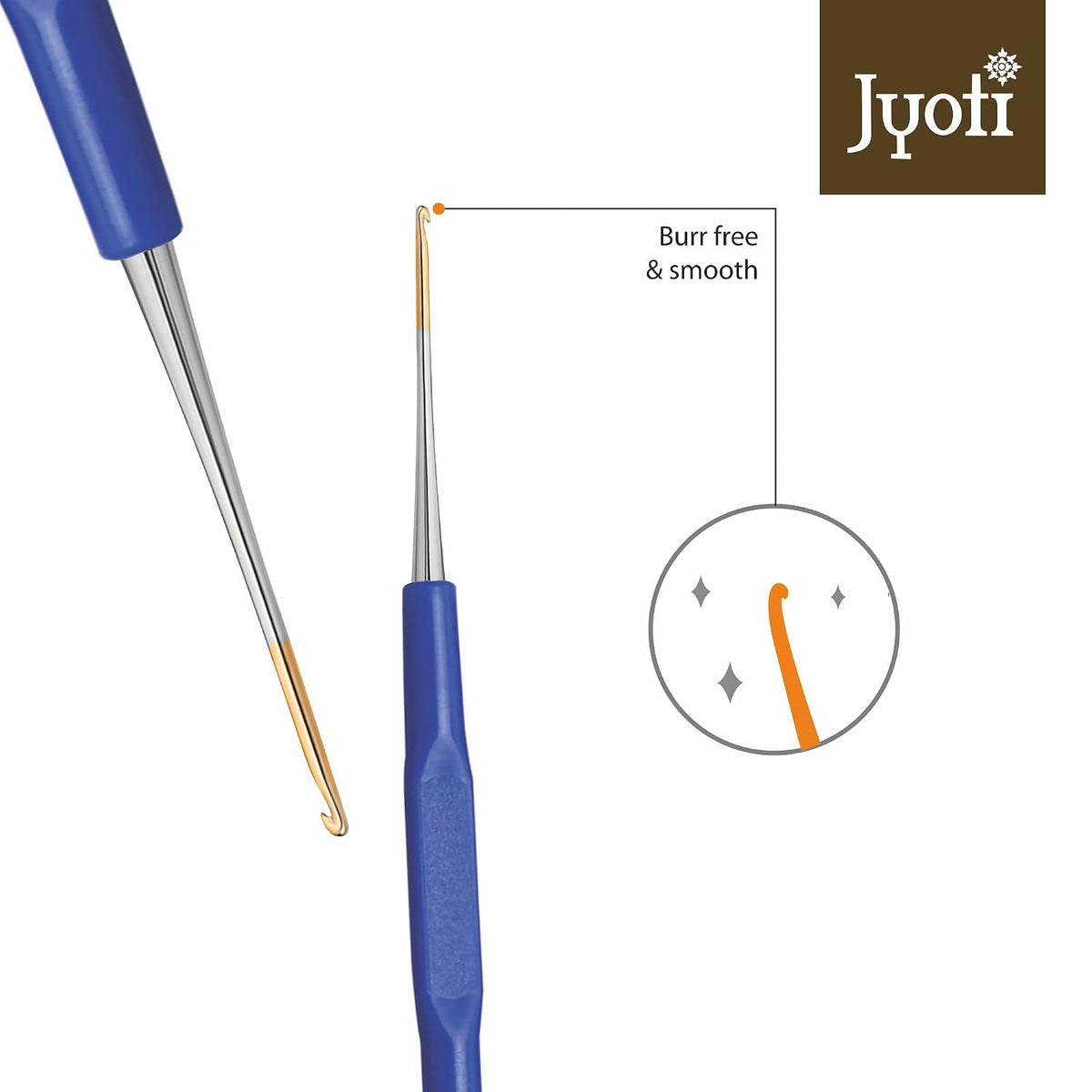 Crochet Hook Steel (Gold Point) with Plastic Handle for Thread Work, Hand Knitted - image 4