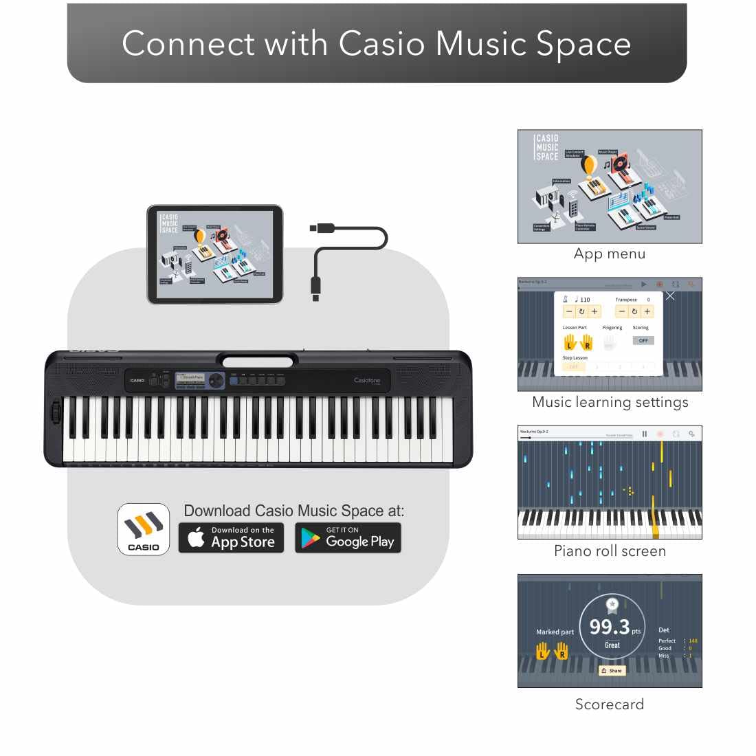 Casio CT-S300 Casiotone 61 Key Touch Sensitive Portable Keyboard Black