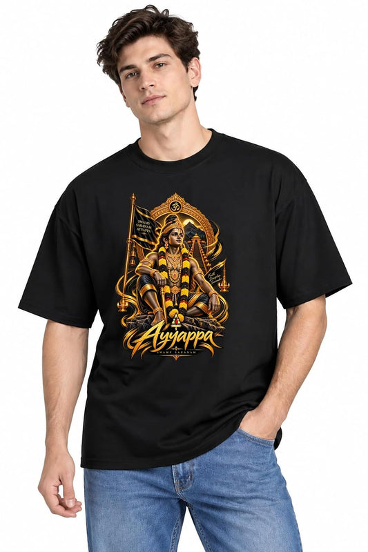 Black Golden Ayyappa Script T Shirt Ayyappa Vratham Collection