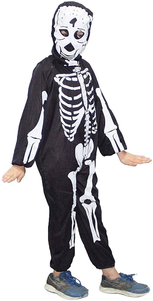 Kaku Fancy Dresses Kids Skeleton Halloween Costume Jumpsuit with Hood