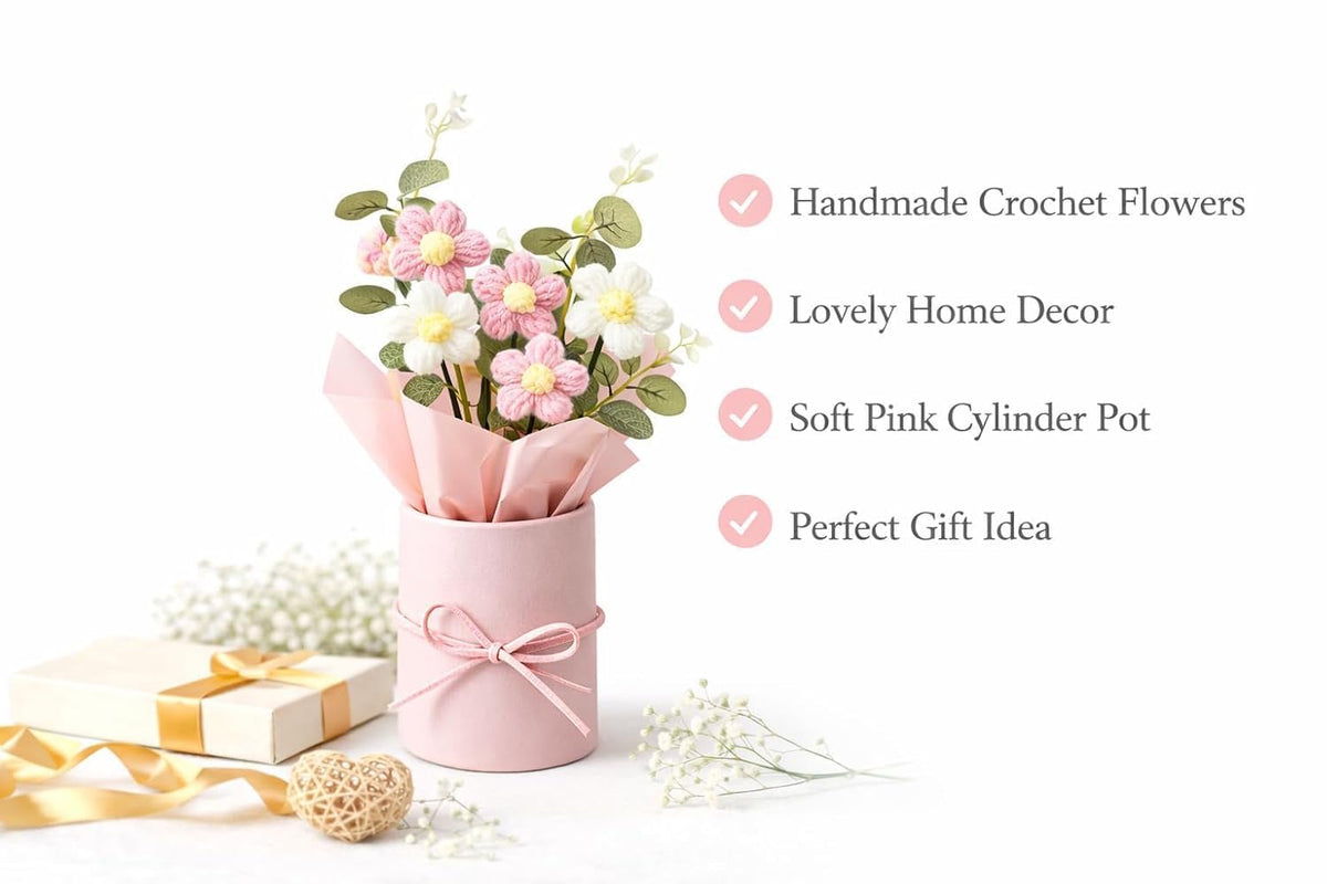 Artificial Crochet Flower Bouquet Handmade Cotton Flowers Bunch, Wedding, Festival - image 4