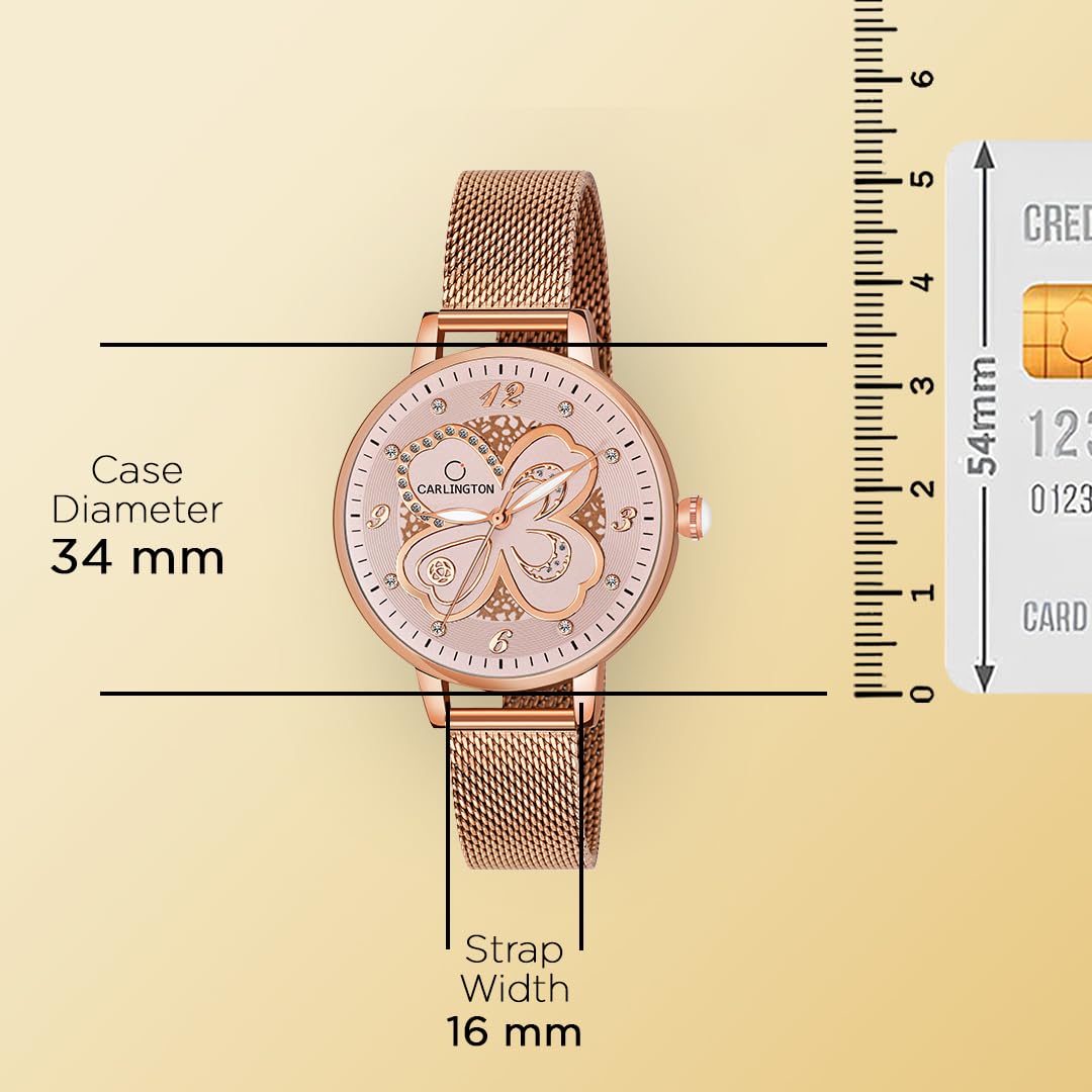 Carlington Analog Watches for Women with mesh Strap - CT 2019 - Rose Gold