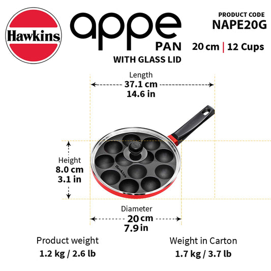 Hawkins Nonstick Appe Pan with Glass Lid, 12 Cups