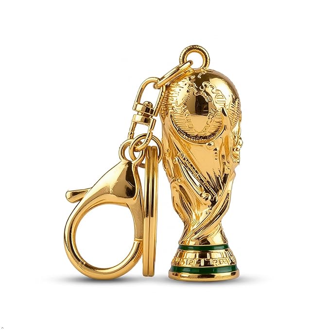 Gold Trophy Keychain for Kids, Mini Football Cup Charm, Metal Key Ring